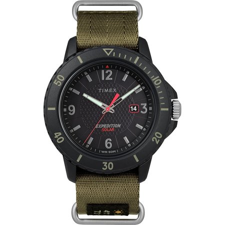 Timex Gallatin Nylon Slip-Thru Watch - Solar Green/Black Dial TW4B14500JV